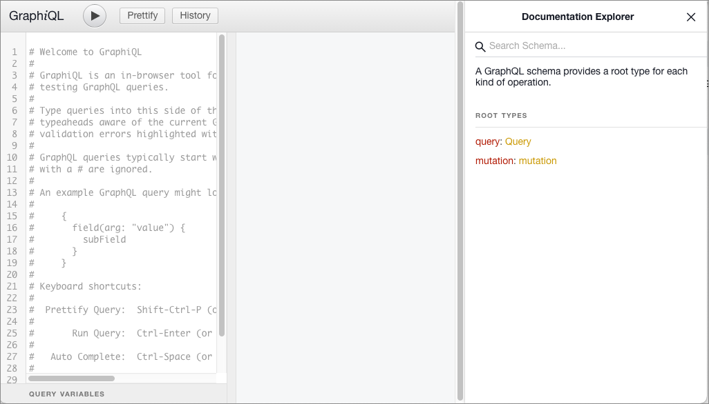 GraphiQl Doc Explorer pane